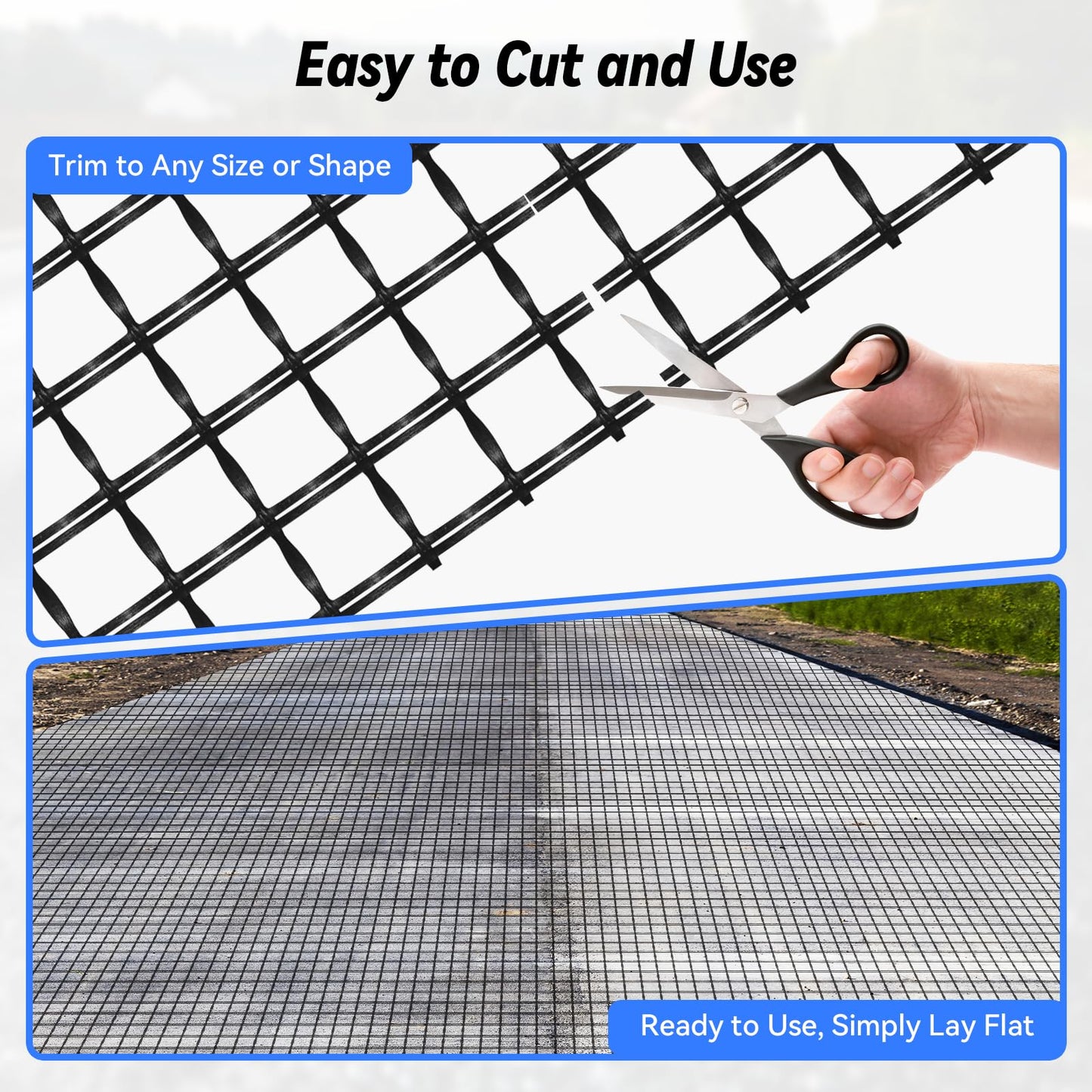 DRKSBesto 4ft x 98ft Bi-Directional Fiberglass Geogrid for Retaining Wall with 50kN tensile Strength. Ideal for Driveway, Slope Reinforcement, Landscaping, terraces, and Parking Lots.