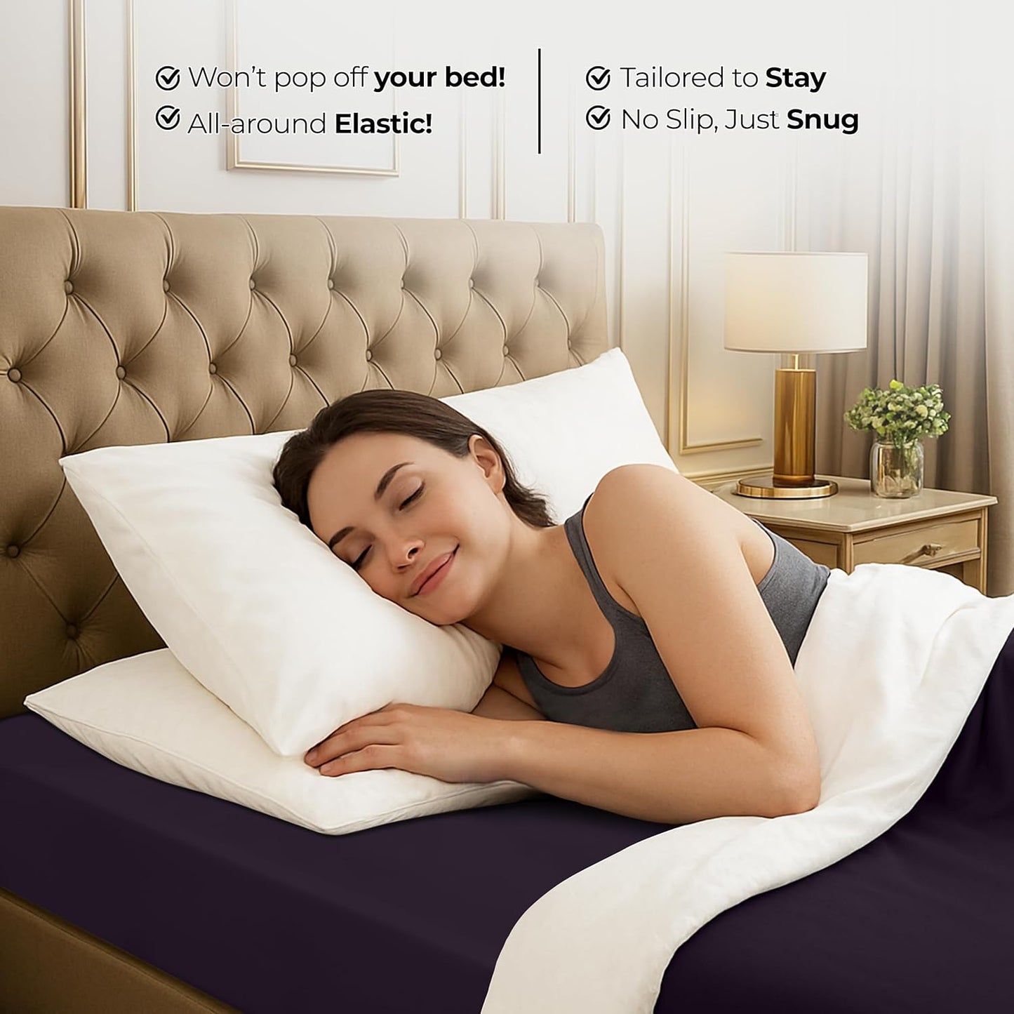 Utopia Bedding Twin Fitted Sheet - Soft Microfiber - Deep Pocket Design - Fade Resistant - Purple