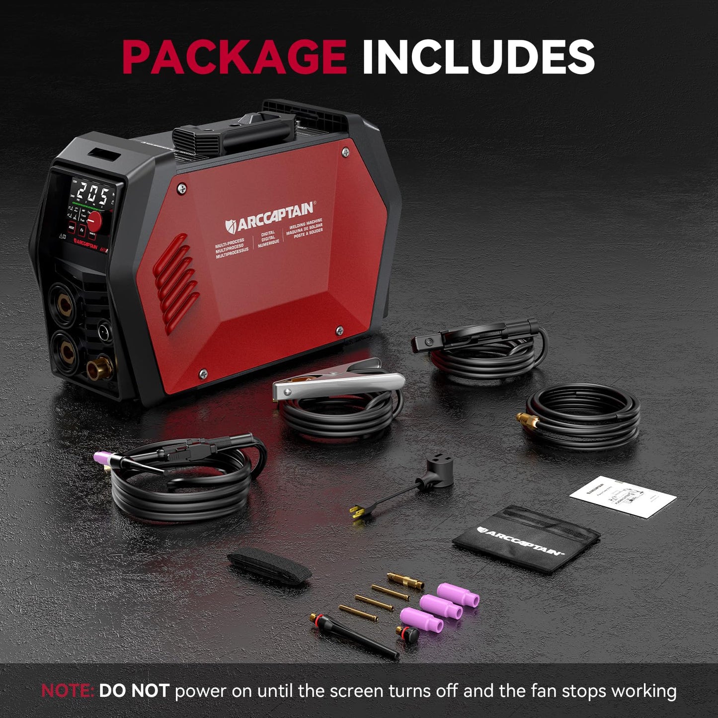 ARCCAPTAIN iControl TIG 205 Pro, 5 In 1 Cold Spot Stick/TIG Welder, 120V/240V Welding Machine with Large LED Display, 2T/4T, Hot start, Arc Force and Anti-stick