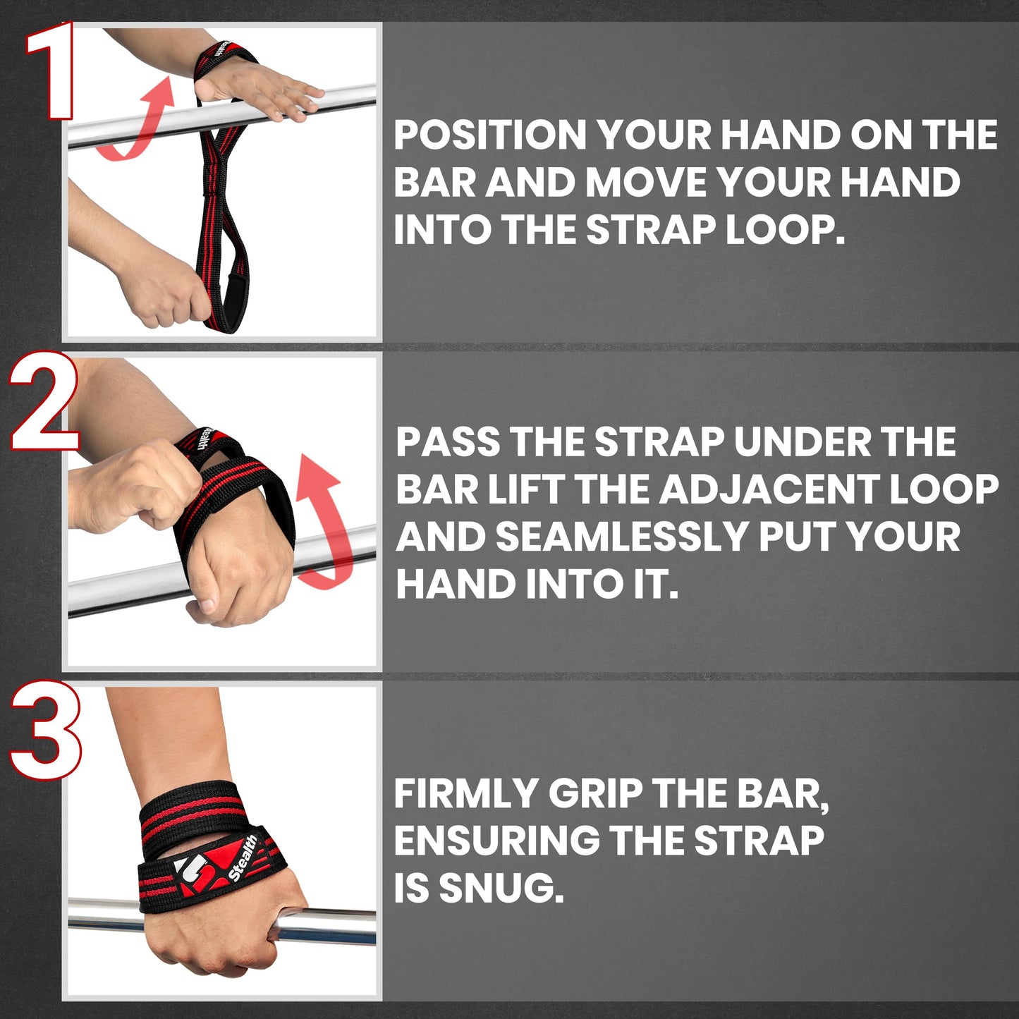 Stealth Sports Figure 8 Weight Lifting Straps – Anti-Slip Padded Cuffs for Wrist Support – Premium Nylon Lifting Straps for Deadlifts, Powerlifting, Bodybuilding – Hand Bar Grip Gym Workout Men Women
