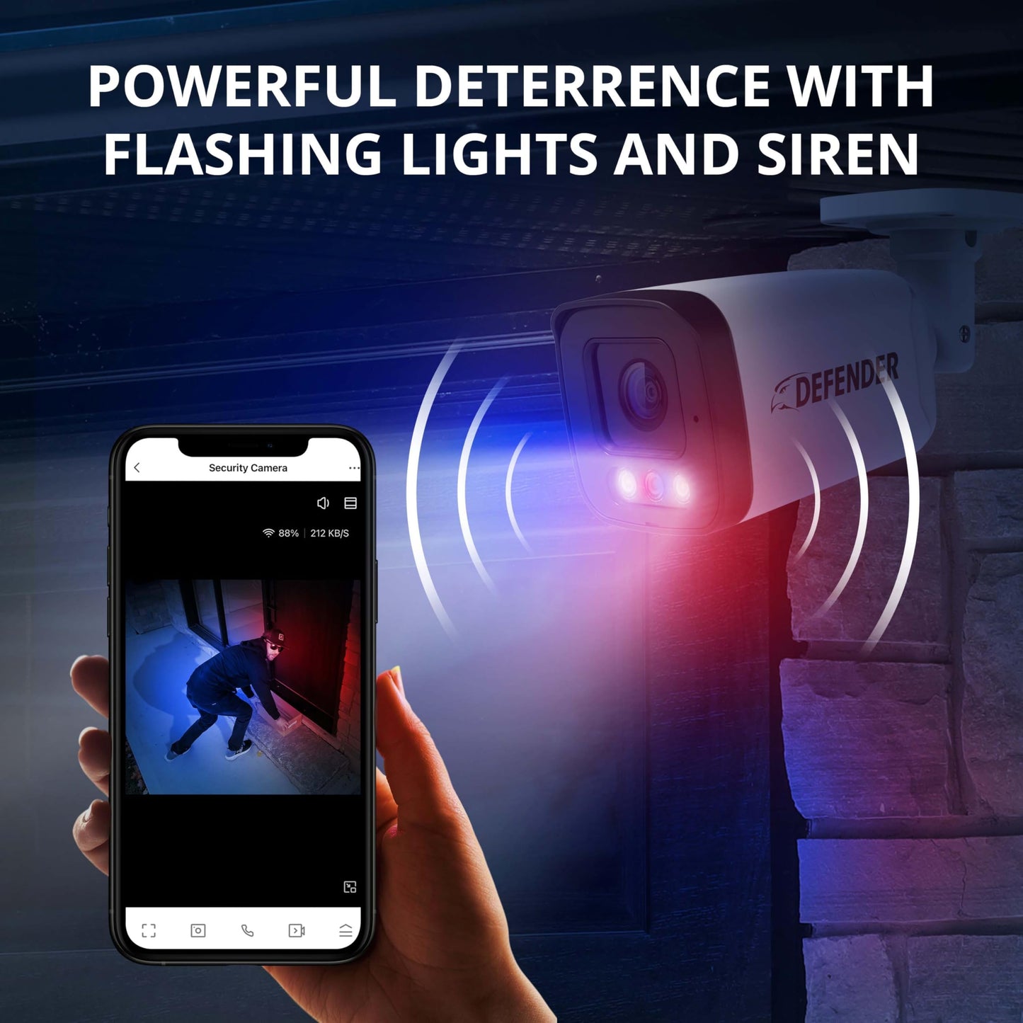 Defender AI Powered Sentinel 4K 16CH PoeE Security Camera System, 16pcs NVR Metal Outdoor Surveillance Cameras, 2TB HDD, SMART AI Human Detection, Blue/Red Lights, Works w/Empower App