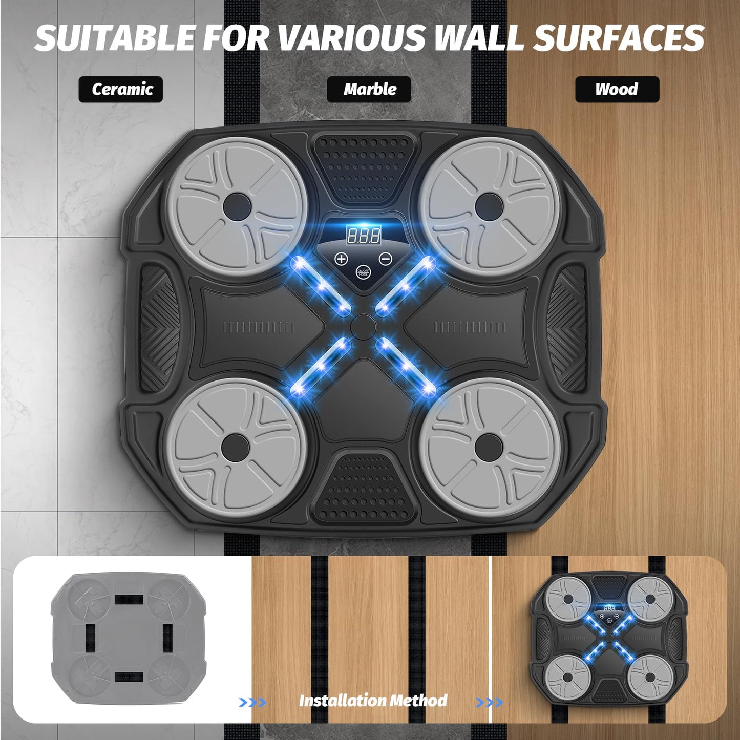 Music Boxing Machine for Adults and Kids, Wall Mounted Bluetooth Smart Boxing Training Equipment with Gloves, Punching Target with Scoring Function Sports Toy, Punching Machine for Home,Office and Gym