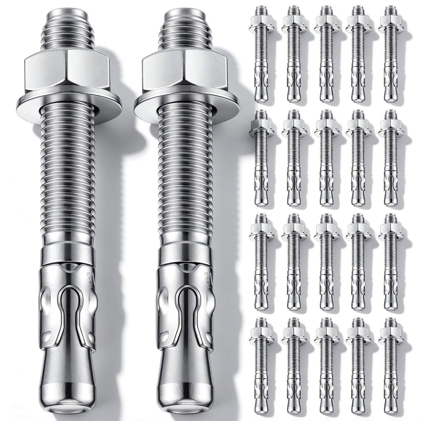 Moxweyeni 20 Pcs 3/4" x 5-1/2" Heavy Duty Wedge Anchors Zinc Plated with Nuts and Washers, Concrete Anchors for Concrete and Cement for Construction Industrial DIY