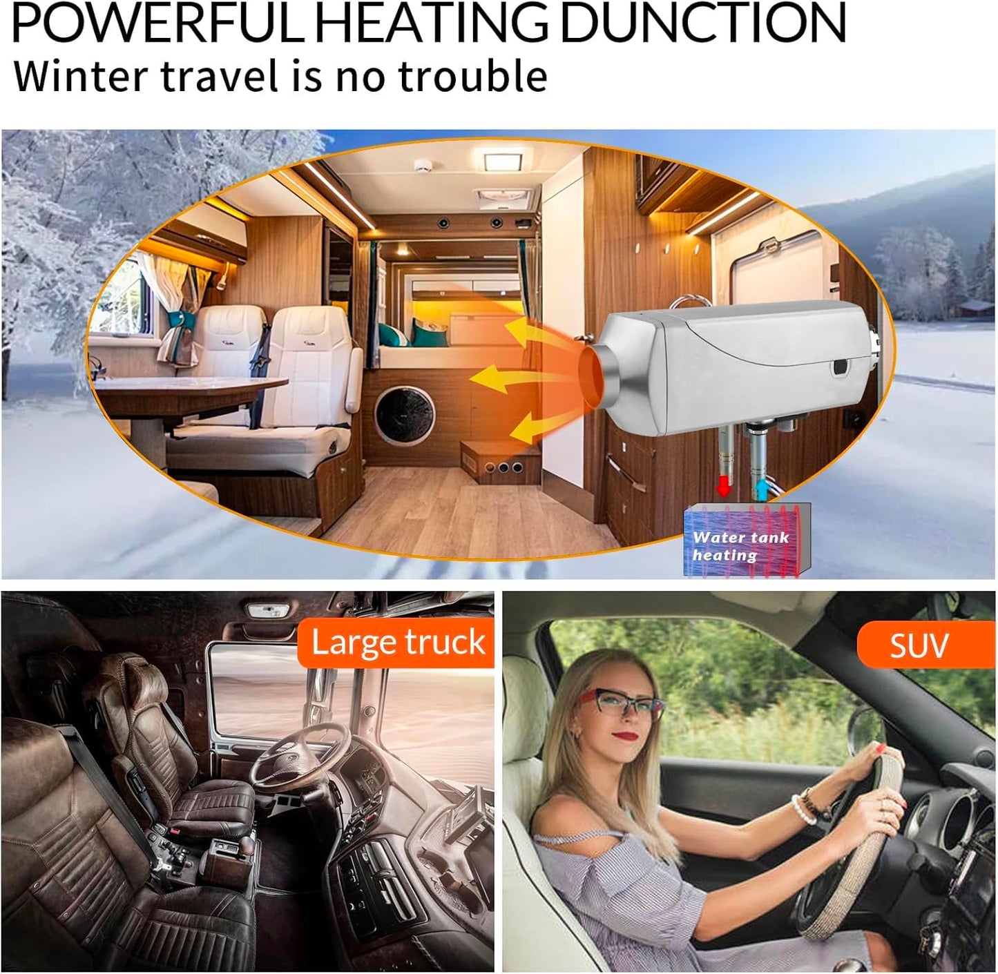DOMESTIC HELPER Diesel Air Heater 7KW, 12V Diesel Parking Heater Air Heater Water Heater Integrated Machine, Auto Temp Control, Diesel Heater with LCD & 9L Tank for Trucks, Boats, RVs and Motor-homes