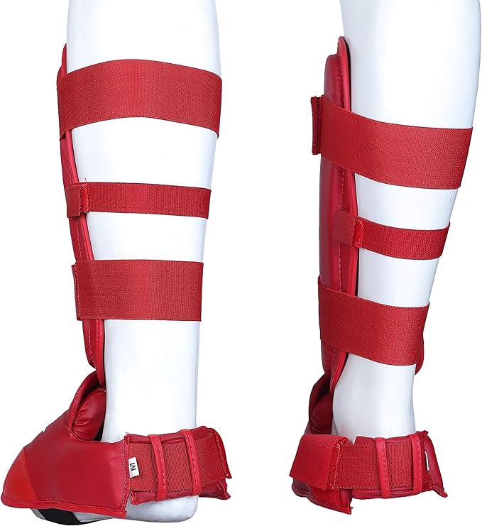 Twister WKF Karate Shin Guards | Taekwondo Shin-N-Step | Detachable Shin Guards with Foot Protection | Premium Quality Leg & Foot Protection for Karate, Taewkondo, Muay Thai, and MMA