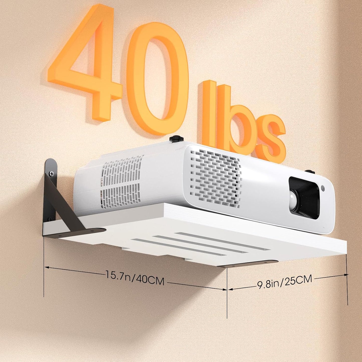15.7" 9.8"(Lx DAWASAPAT Projector Shelf/Modem Shelf/Router Shelf/Cable Box Wall Mount/Router Wall Mount, x W) White