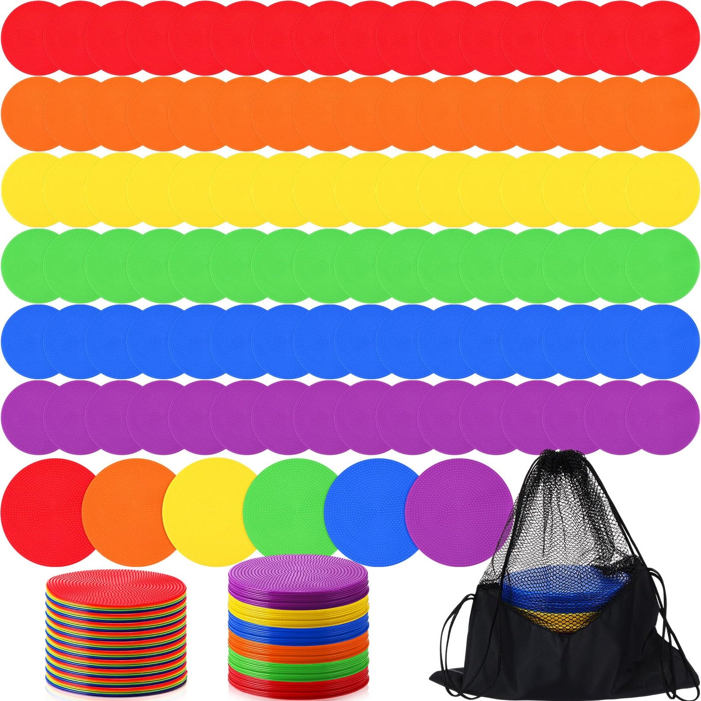 Haull Spot Markers Floor Spots with Bag Non Slip Vinyl Poly Dots for Gym Floor Basketball Football Soccer Sports Speed Agility Training Gym Dance(60 Pcs,6 Inch)
