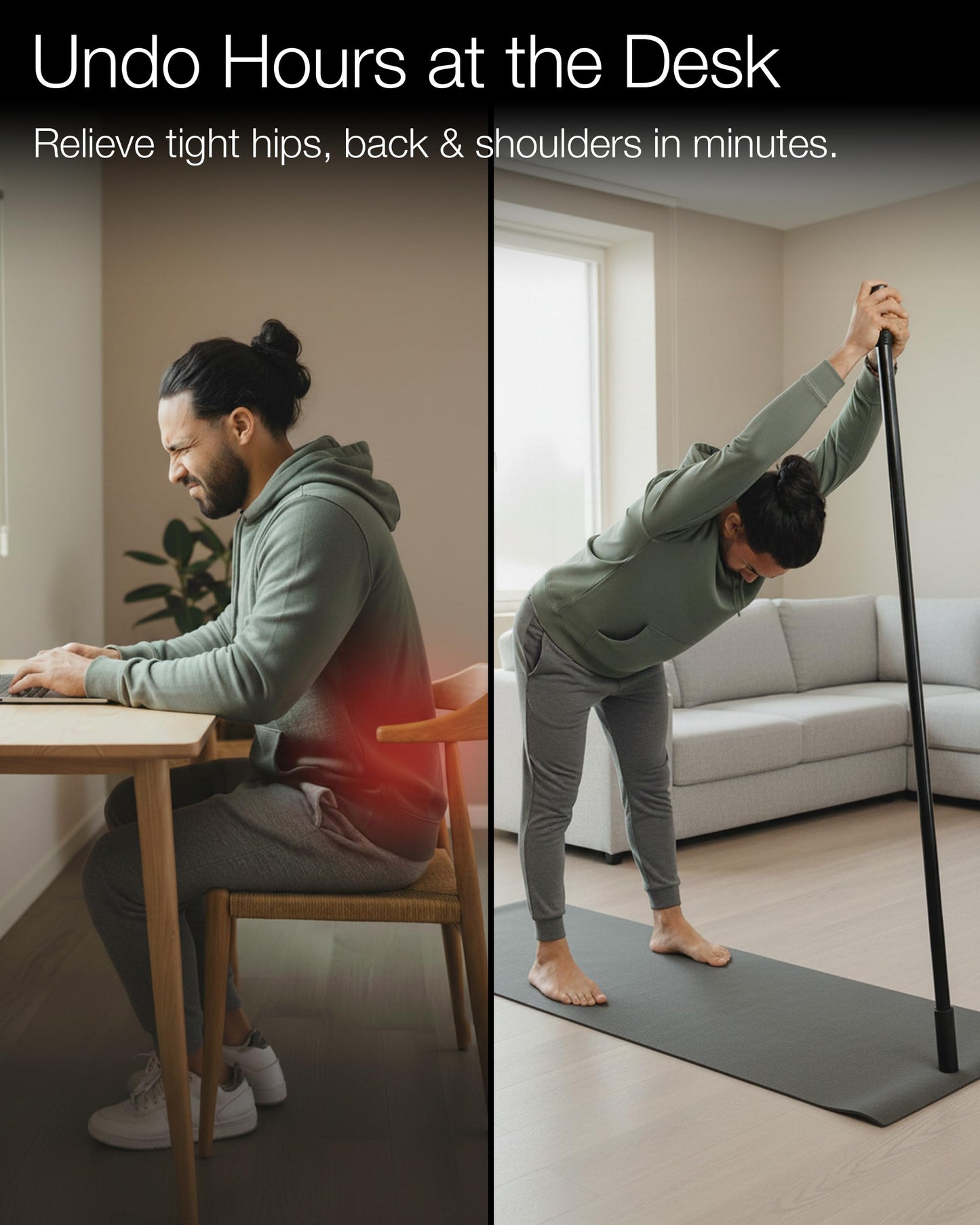 Mobility Mentor Yoga Stick - Mobility Stick - Large Bamboo Exercise Stick for Stretching - Workout Stick - Posture Corrector Stick Mobility - Yoga Bar - Stretch Stick for Fitness - Physical Therapy