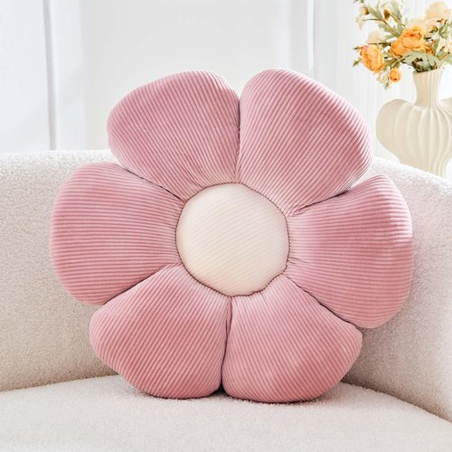 Kcvvcr Dusty Pink Flower Pillow, 14.9" Cute Flower Shaped Floor Pillow, Aesthetic Floral Plush Daisy Decorative Throw Pillows for Bed Sofa Couch