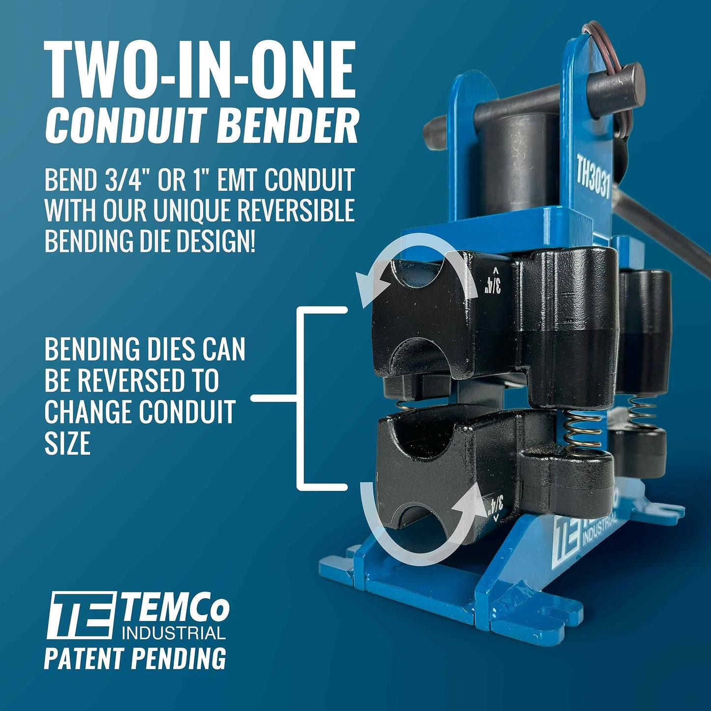TEMCo TH3031 Dual Size Hydraulic Conduit Offset Bender Both 1" & 3/4" EMT