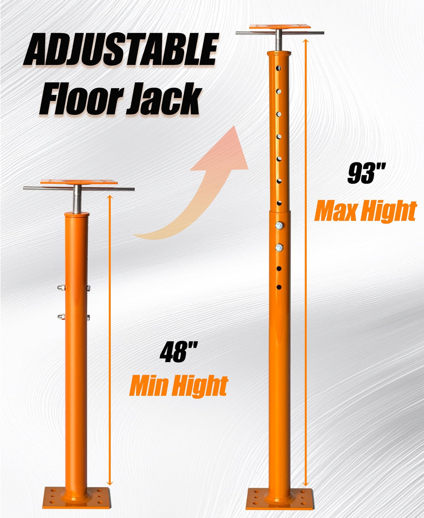 House Floor Jack, 48"-93" Adjustable Post Basement Support Pole Jacks, Heaty Duty Telescoping Jacks for Leveling, Floor Joist Jack for House Lifting Temporary Support, 18000 lbs Max Load Capacity