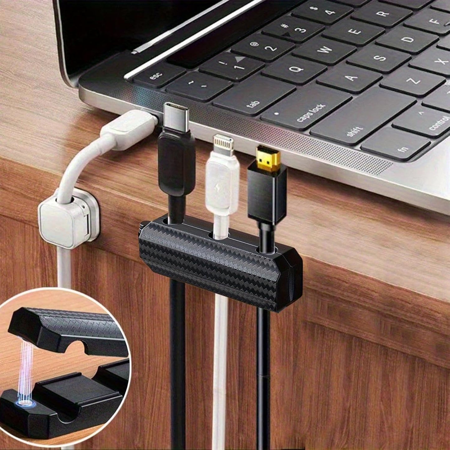 Generic 3 Magnetic Cable, Management Desk Clip Adhesive, Holes Organizing Holder, Dorm Nightstand Desktop Kitchen Car |