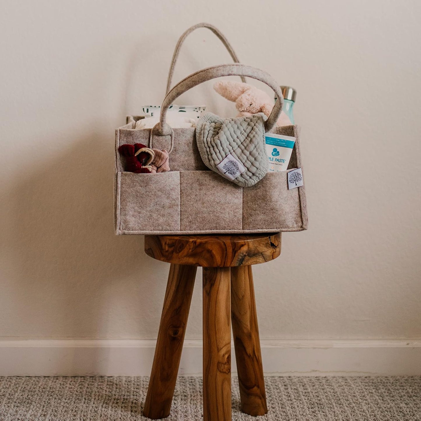 Parker Baby Co. Diaper Caddy Gift Set - Large & Regular Nursery Storage Bins | Car Organizer - Oatmeal