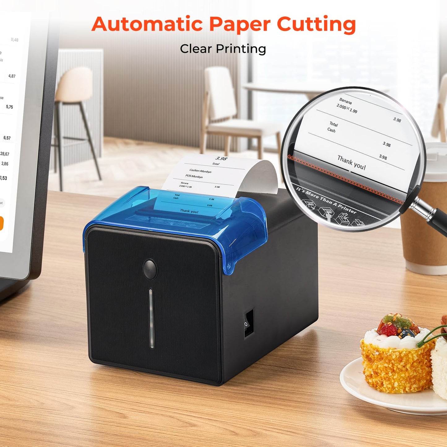MUNBYN WiFi Receipt Printer with USB Port, 80mm POS Printer Works with Mac Windows Chromebook Linux Cash Drawer, ESC/POS (P047 WiFi), Do Not Support Square Paypal Zettle Shopify Kyte Bluetooth