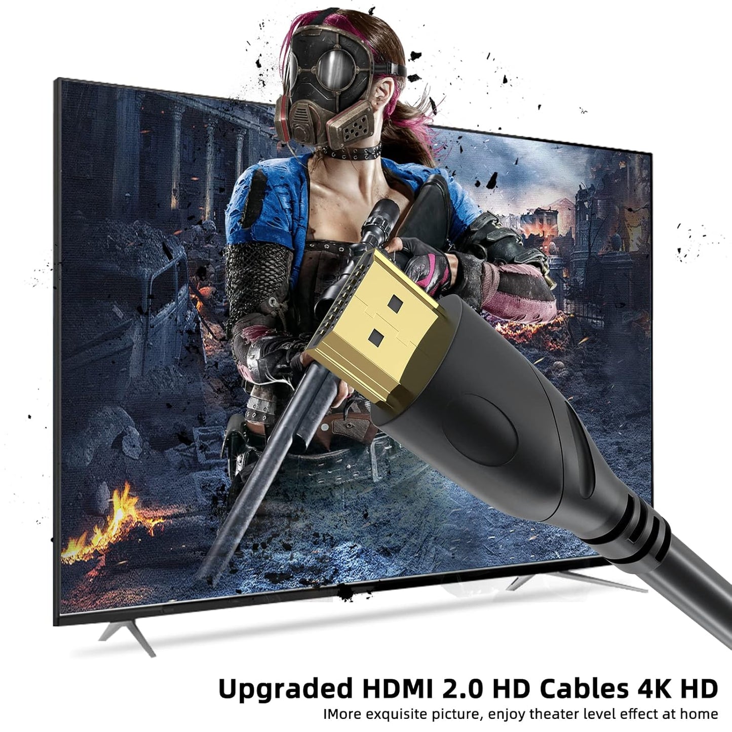 Jorenca 4K 50ft 2.0 18gbps 4K 60Hz/2K 30Hz FullHD1080p 3D PS3 PS4 PS9 HDMI Cable Ultra High Speed HDMI Cables Gold