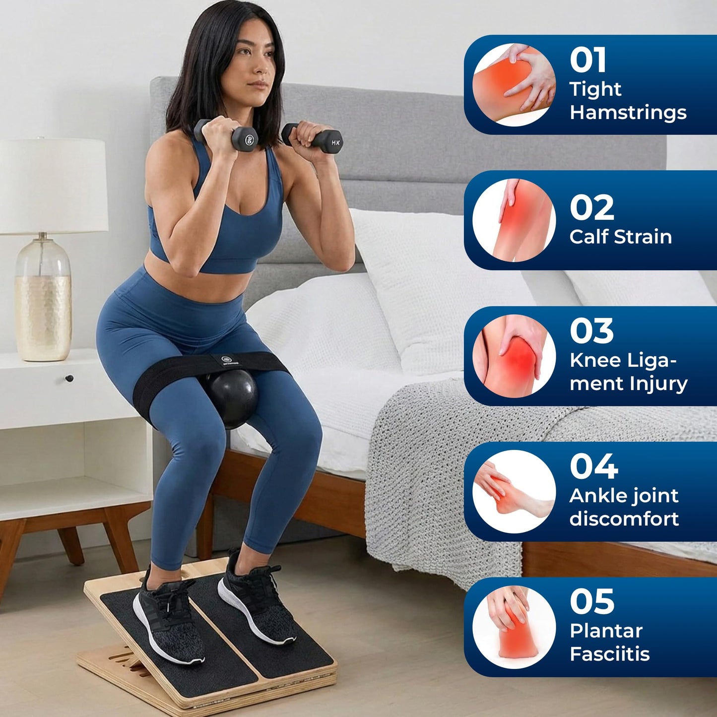 Portable Wooden Slant Board for Calf Stretching, Adjustable Calf Stretcher & Slant Board for Squats, Pilates, Physical Therapy, Rehab & Mobility Exercises, 5 Incline Levels, Lightweight & Durable