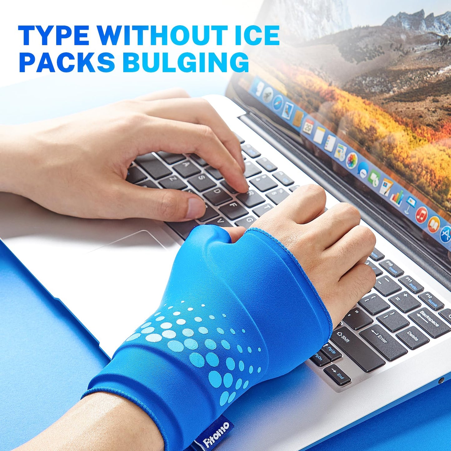 Fitomo Thumb & Wrist Ice Pack Wrap, Thickened Ice Gel Pad, Ergonomic Fit, Long Lasting Cold & Warm for Carpal Tunnel Relief, Arthritis, Computer Overuse Injuries, Post-Surgery, Post-Workout, Size S/M