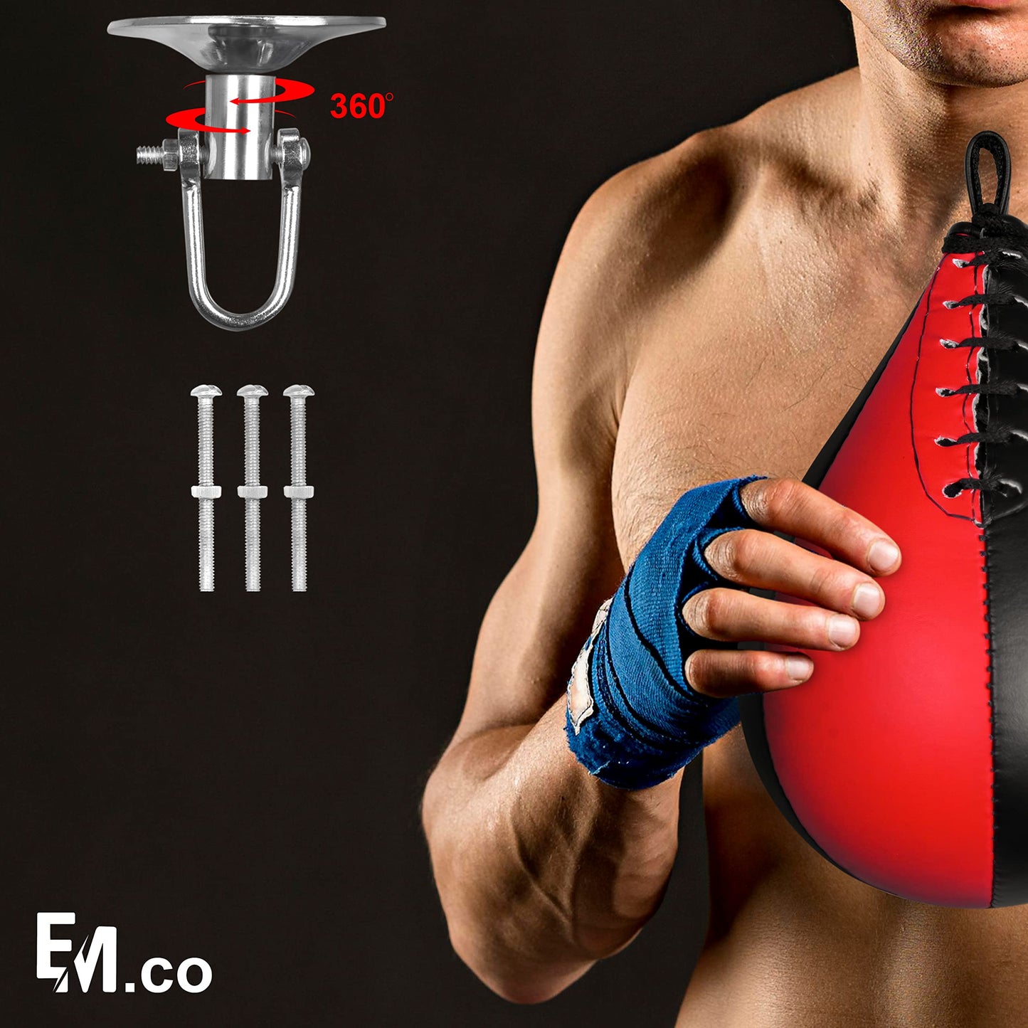 Boxing Speed Bag - Speed Punching Bag with Heavy Duty Swivel, Durable Leather Boxing Bags Ideal for Reflex Training, Speed Ball with Hanger for Fitness and MMA,Boxing Equipment for Kids Adults