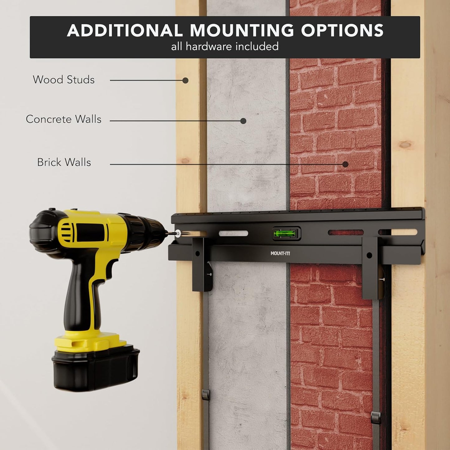 Mount-It! 2365 Inch 1.1 77 lbs/132 lbs, 100x100400x400 No Stud TV Wall Mount, Studless Drywall TV Bracket for Flat