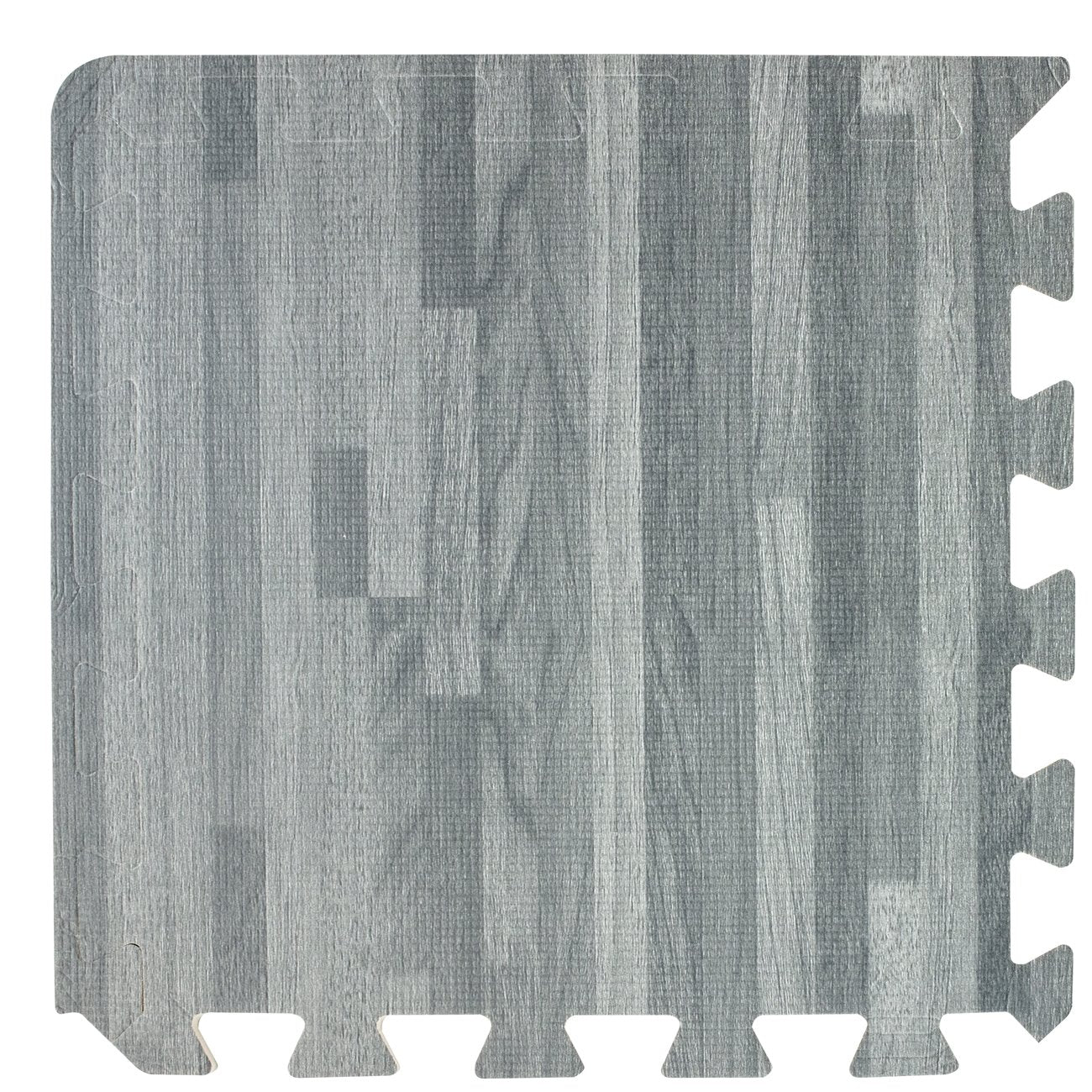 Sorbus Wood Floor Mats Foam Interlocking Mats Each Tile 1 Square Foot 3/8-Inch Thick Puzzle Wood Tiles with Borders – for Home Office Playroom Basement (16 Tiles 16 Sq ft, Wood Grain - Gray)