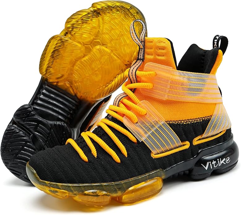 VITUOFLY Kids Basketball Shoes Boys Air Cushion Sneakers Girls Mid Top School Hoops Shoes Non-Slip Outdoor Sports Running Gym Comfortable Durable Little Kid/Big Kid