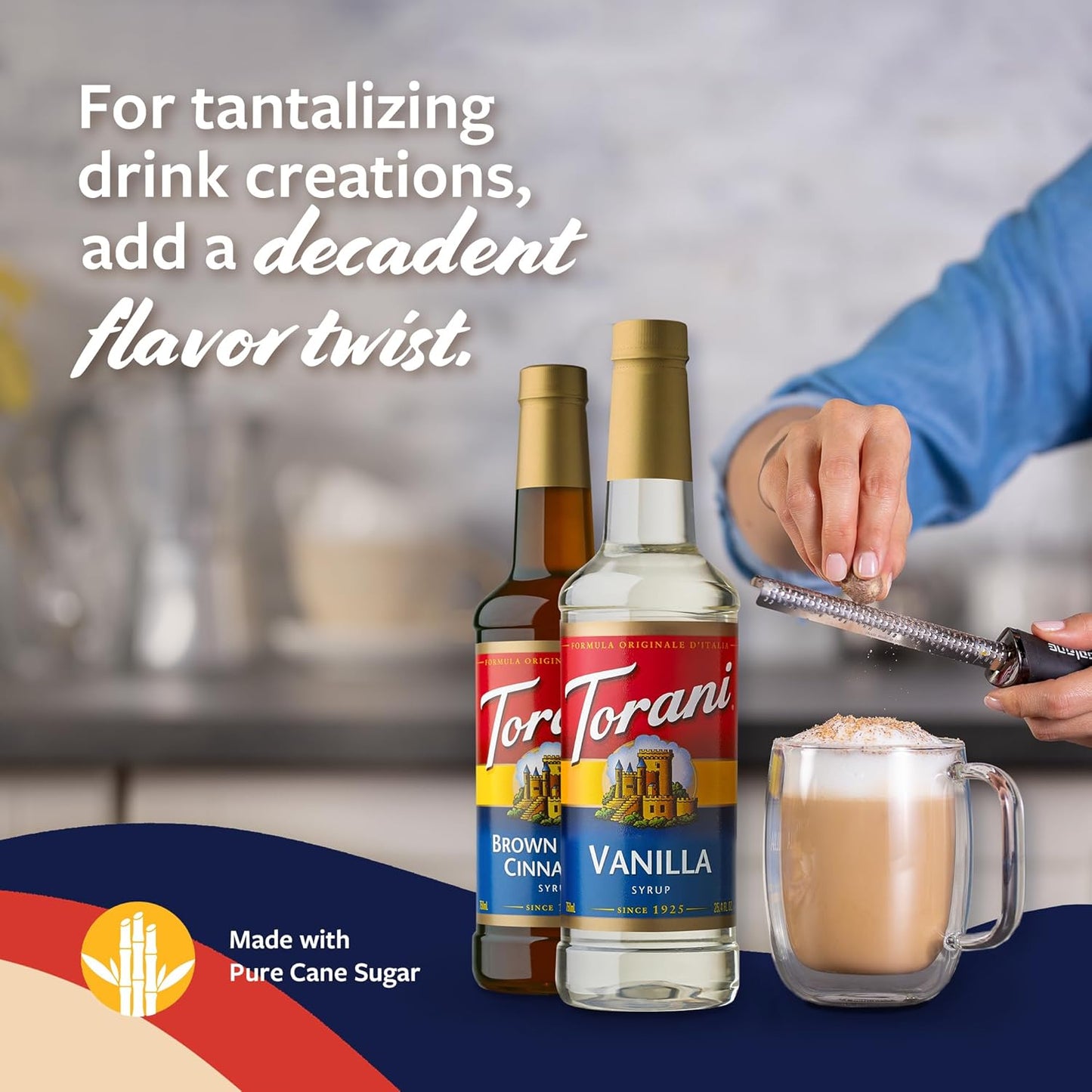 Torani Syrups - Brown Sugar Cinnamon & Vanilla Coffee Syrup Variety 2-Pack | 25.4 Fl Oz Each