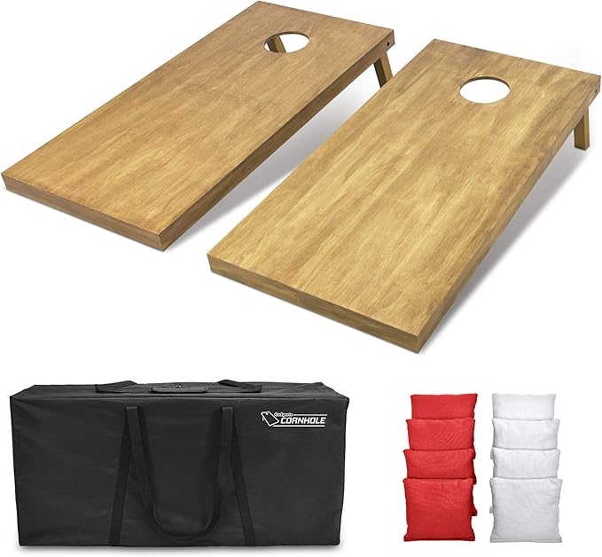 GoSports 4 ft x 2 ft Regulation Size Wooden Cornhole Boards Set - Includes Carrying Case - Full Regulation Size Bean Bag Toss Boards