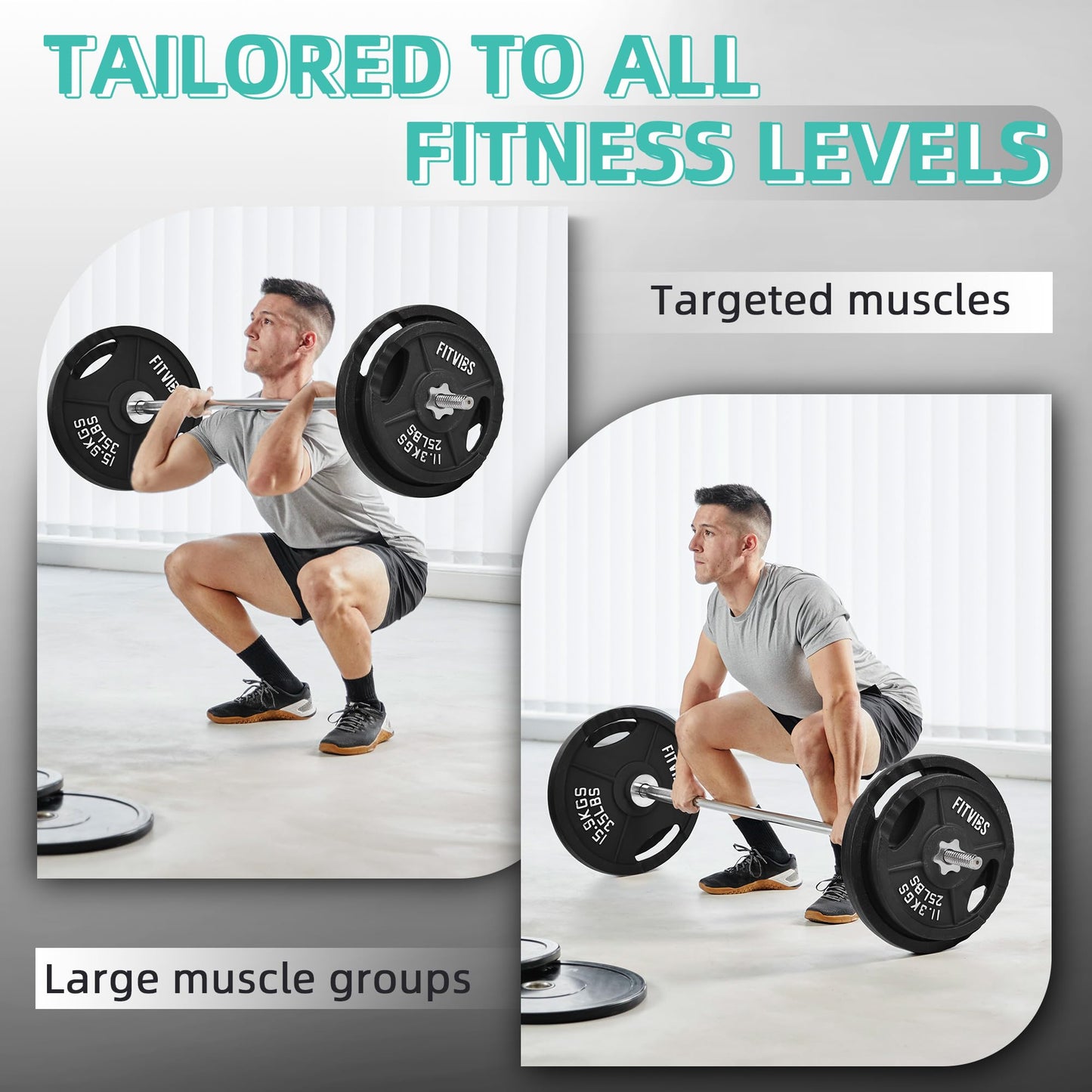 Fitvids Cast Iron 1" Standard Weight Plates Including 5FT Standard Barbell Bar & Star Locks, 95 Pounds Sets