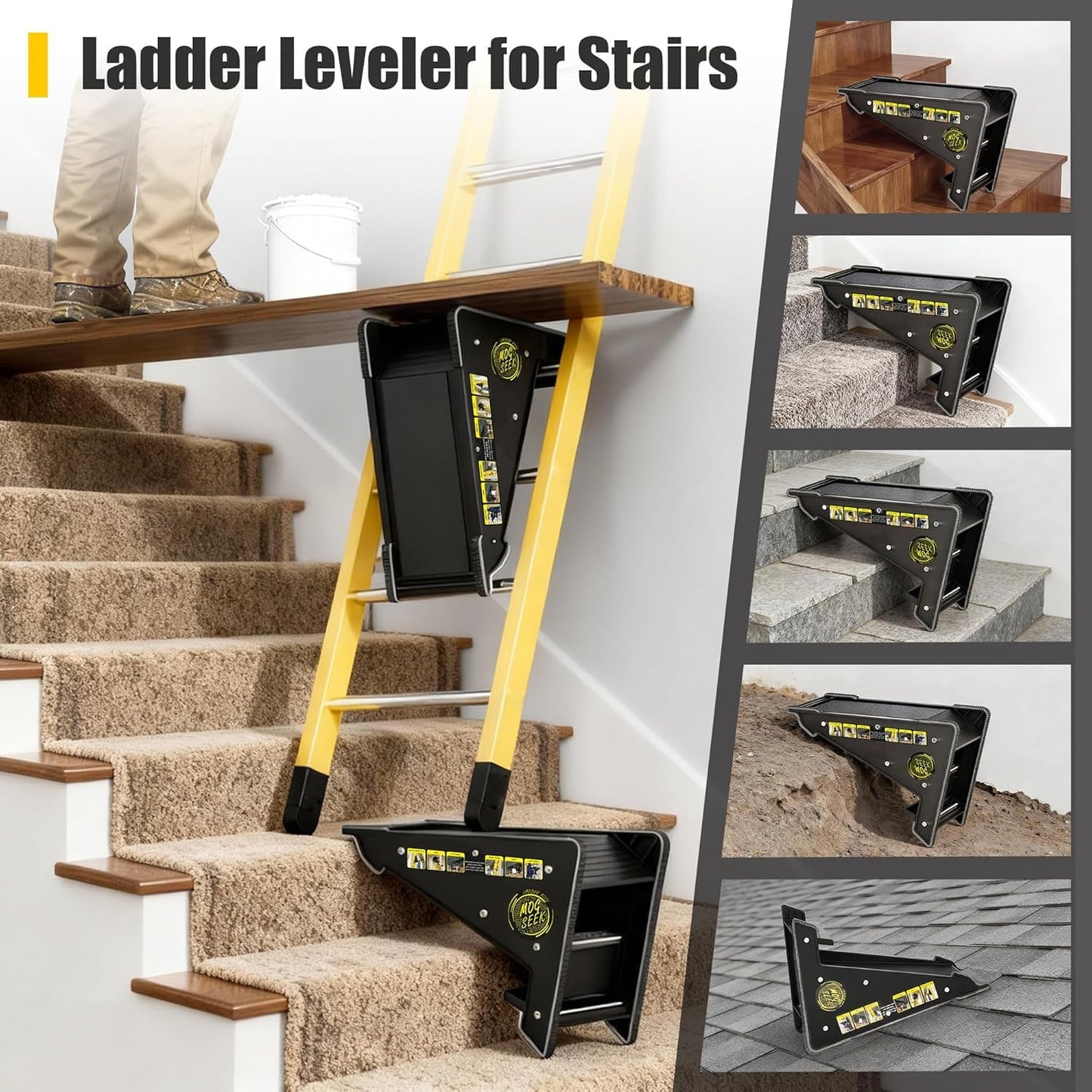 2 Pack Stable Platform Ladder Leveler - Ladder Levelers for Extension Ladders with Storage for Uneven Surfaces