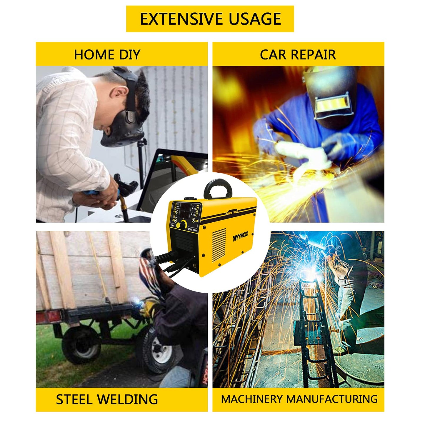 MYYWELD MIG Welder, 110/220V Dual Voltage Gas Gasless multiprocess welder, 4-in-1 Solid Wire/Flux MIG/Stick ARC/Lift TIG, IGBT Inverter Welding Machine
