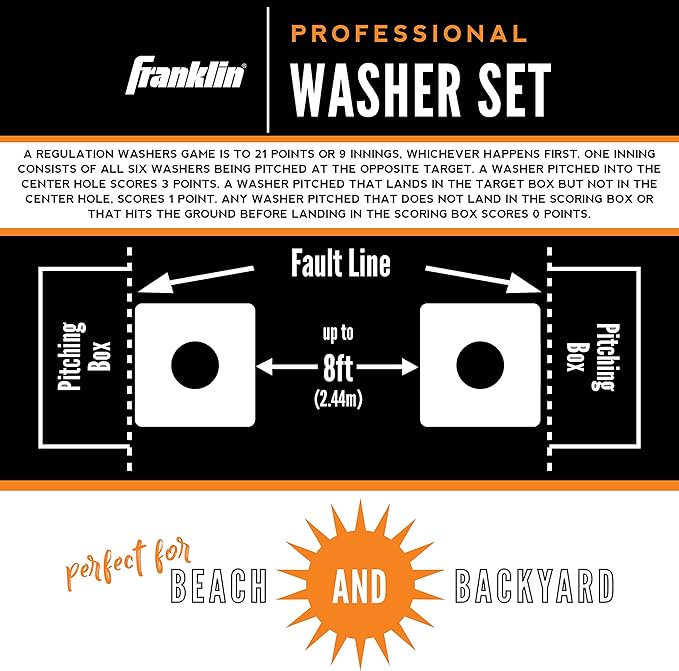 Franklin Sports Washer Toss Game Set - Outdoor Washers Set with Targets + Washers - Perfect for Lawn, Beach + More - Classic Outside + Tailgate Game