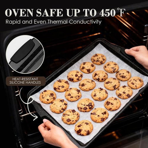 AIVIKI Nonstick Baking Pans Set - 22-Piece Bakeware with Silicone Handles | Versatile Oven Cookware in Black