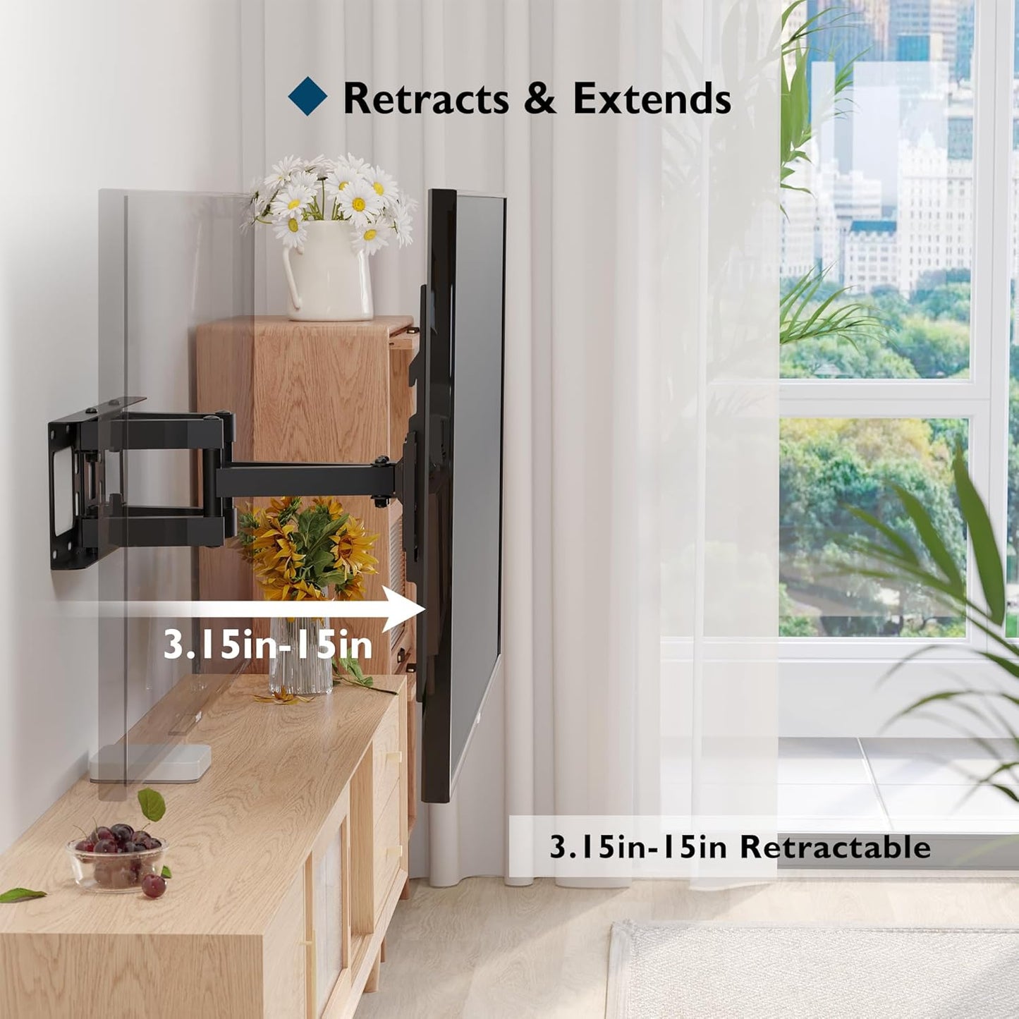 BONTEC 23-70 Inch 99 lbs, 400x400mm, 16" Full Motion TV Wall Mount for TVs, Hold up to Max VESA Swivel Tilt Dual Arms