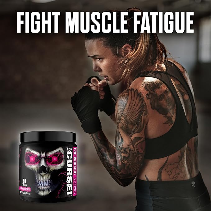JNX SPORTS The Curse! Pre Workout Powder for Men & Women, Caffeine, Beta-Alanine, Creatine, L-Citrulline, 50 Servings, Strawberry Kiwi Flavor ??Boost Energy, Strength & Focus