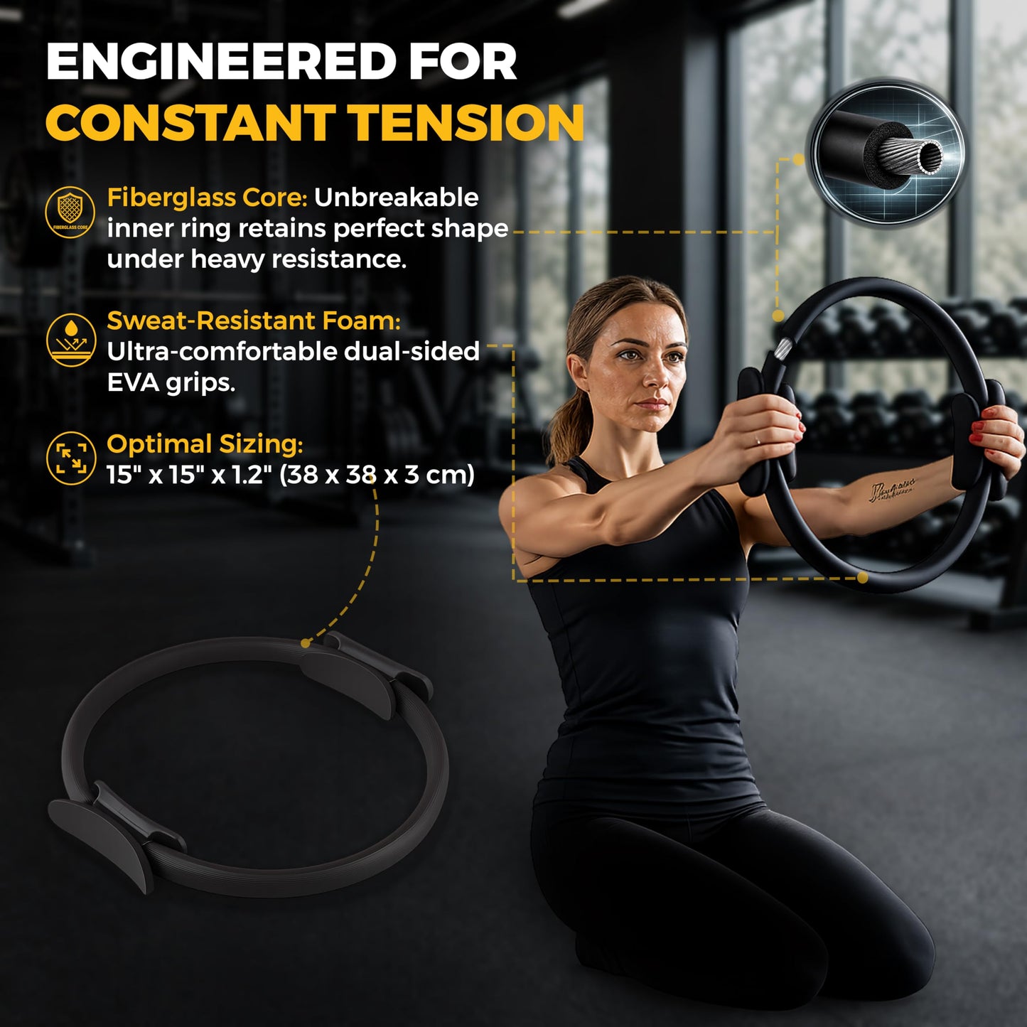 NGCORE Pilates Kit with 15-Inch Pilates Ring & Small Pilates Ball, Exercise Bands Resistance Bands Set - Workout Equipment and Accessories - Pilates Equipment for Full Body Workout, Pilates Essentials