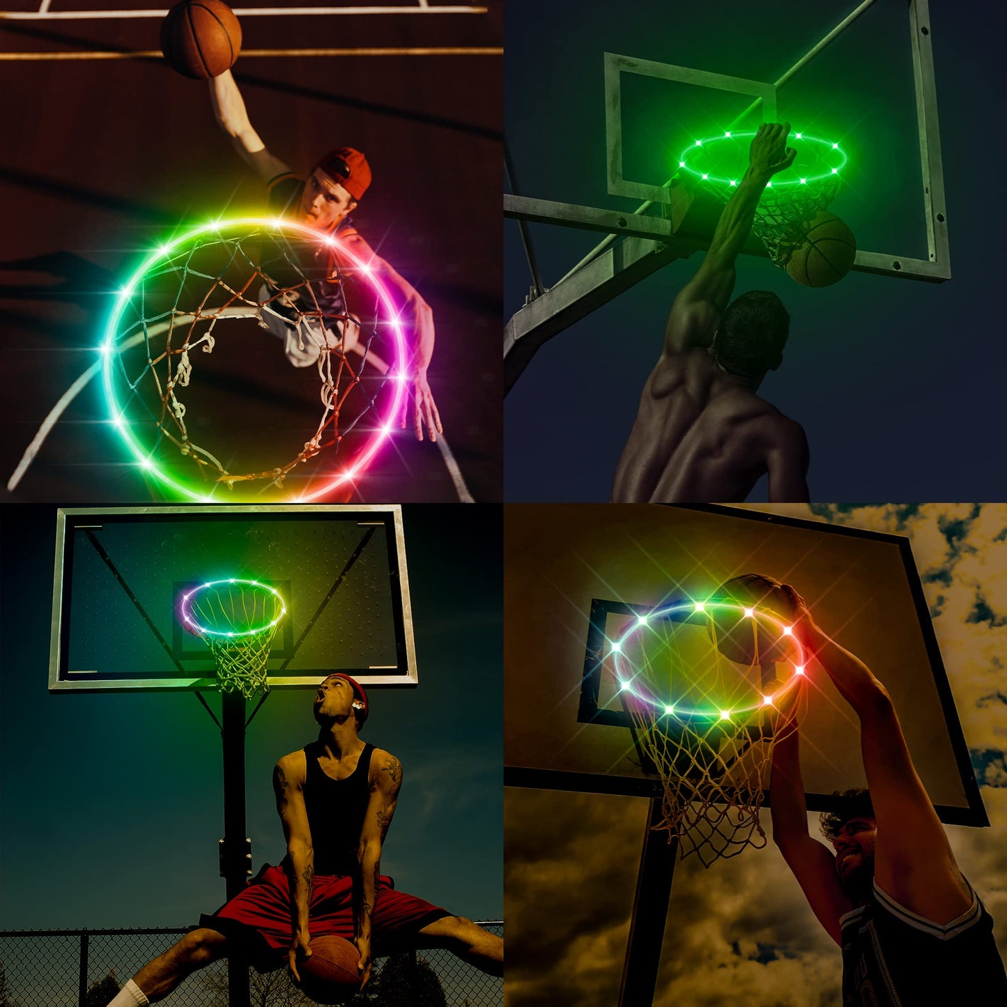 Ajerg LED Basketball Hoop Lights - Outdoor Rim Lights with 16 Colors, 7 Modes, Waterproof, Perfect for Adults Training and Games