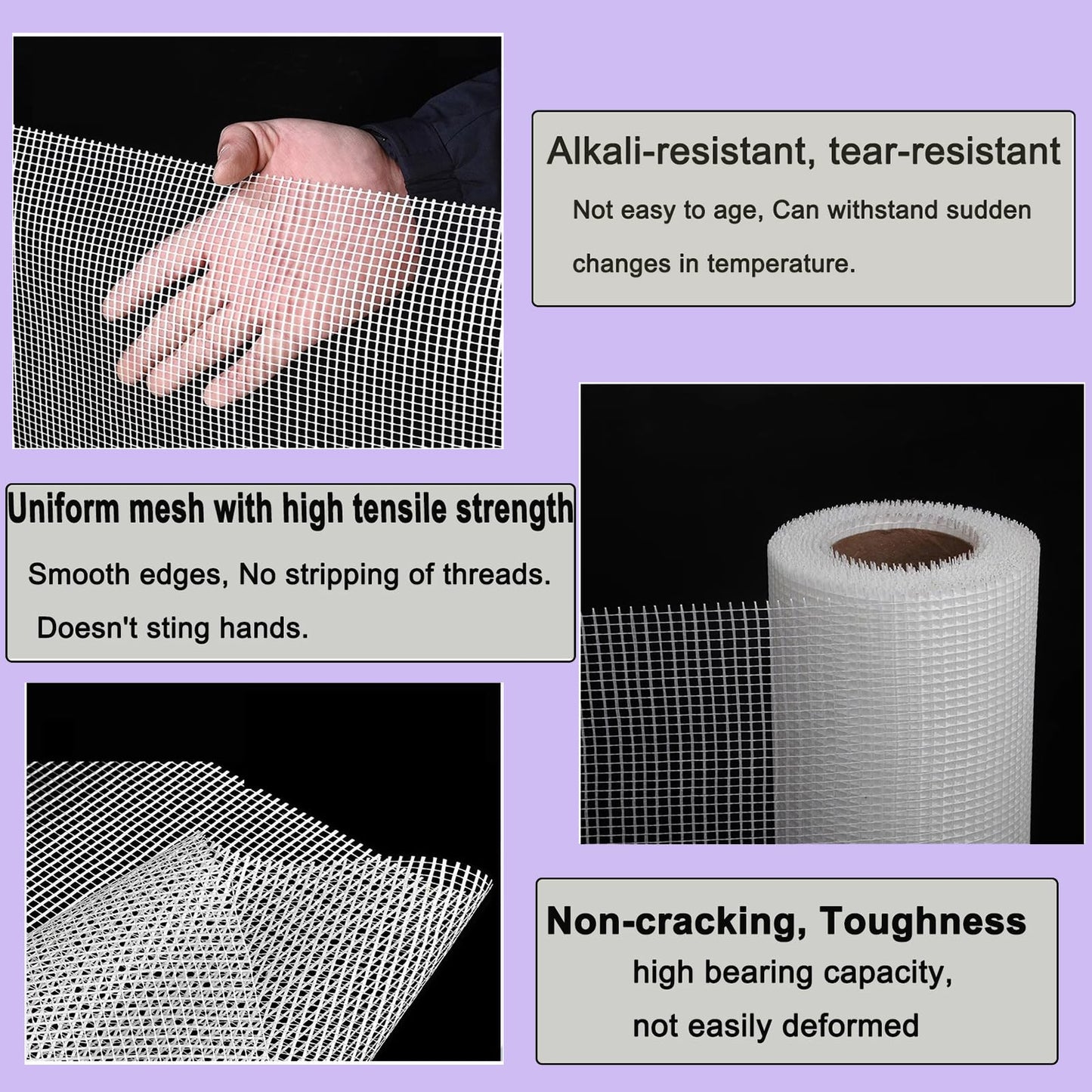 TONZHDA Heavy-Duty Fiberglass Mesh Roll Plastering Mesh Stucco Fibreglass Reinforcing Mesh for Wall Plastering Rendering Tiling Gypsum Seam Repair Large Size 160g/m²(Size:1x100m(3.2ft x 328ft))