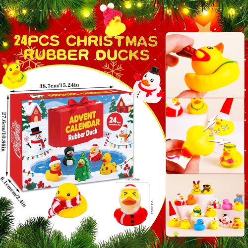 Christmas Rubber Ducks by [Brand Name] - 24 Pcs Fidget Toys for Advent Countdown | Fun Bath Gifts for Kids