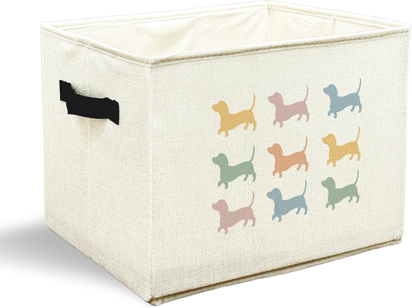 Skiennix Colorful Dachshund Dog Toy Basket - Collapsible Storage Organizer for Pet Supplies