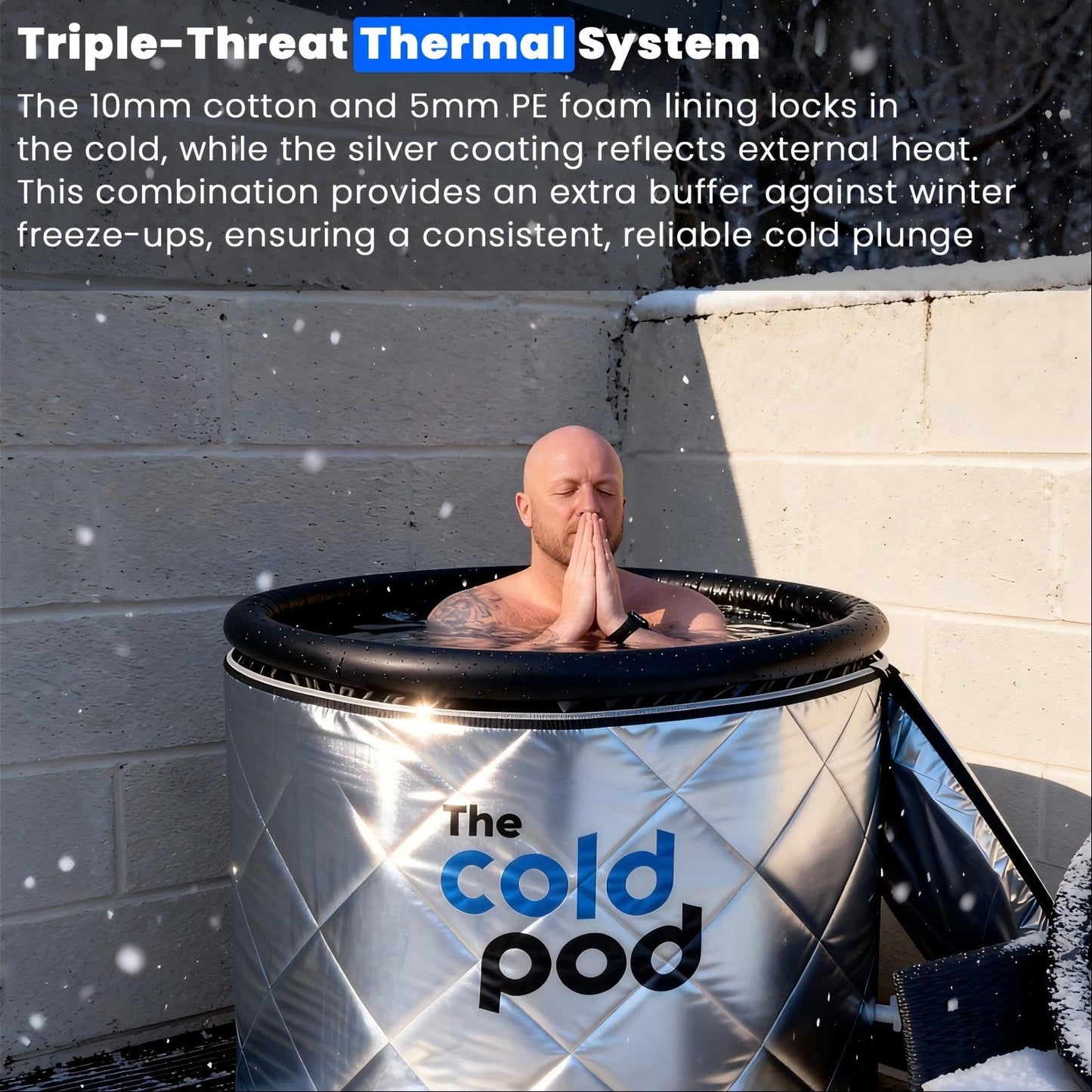 The Cold Pod Cold Plunge Tub: 85 Gal Round Tub with Full-Wrap UV-Reflective Insulation Cover Bundle for Indoor & Outdoors Use - Portable Ice Bath Tub for Athletes&Crossfitters &Wim Hof Enthusiasts