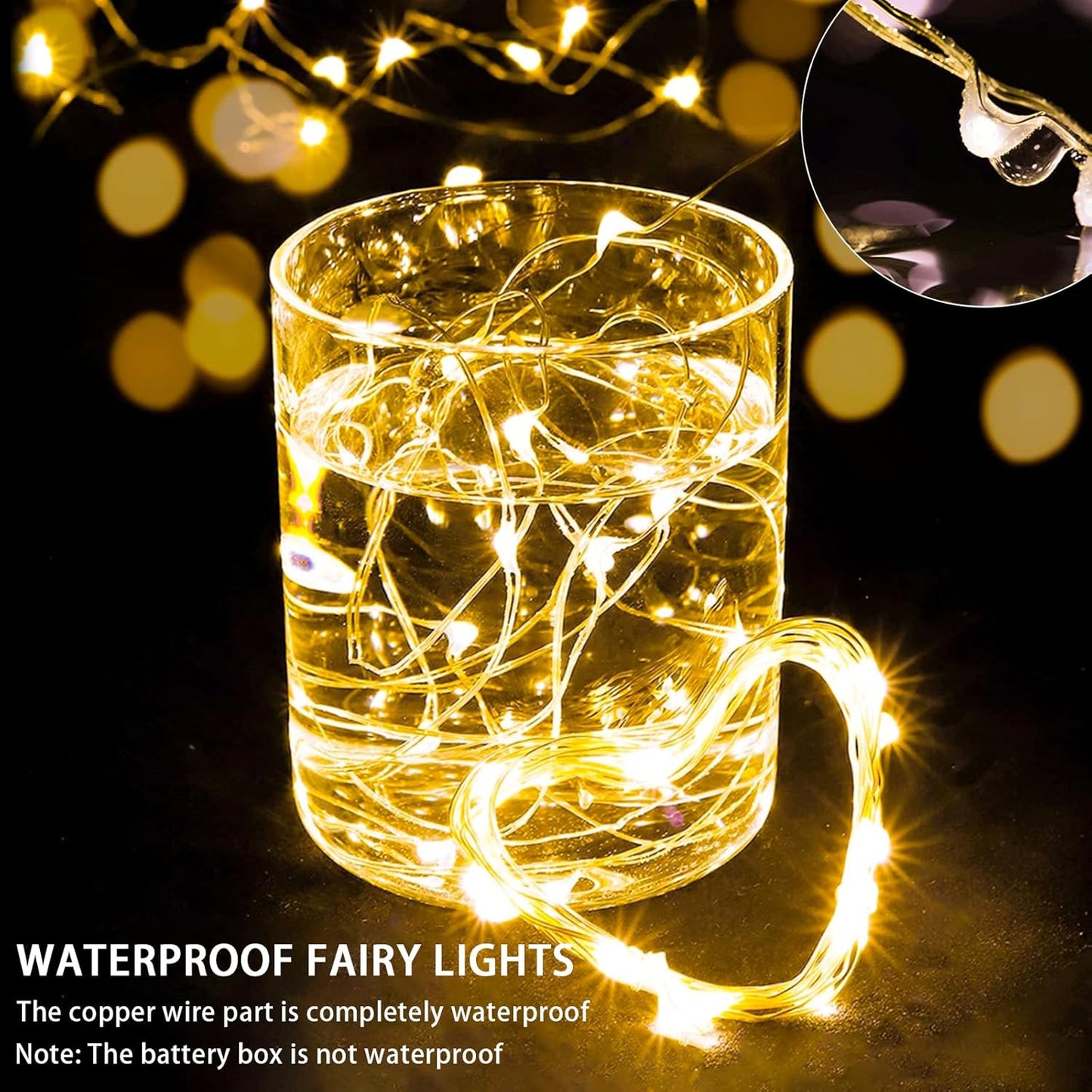 Skiennix 50-Pack Fairy Lights - 7Ft 20 LED Twinkle String Lights | Battery Operated & Waterproof for Weddings, Parties, and Home Decor - Warm White