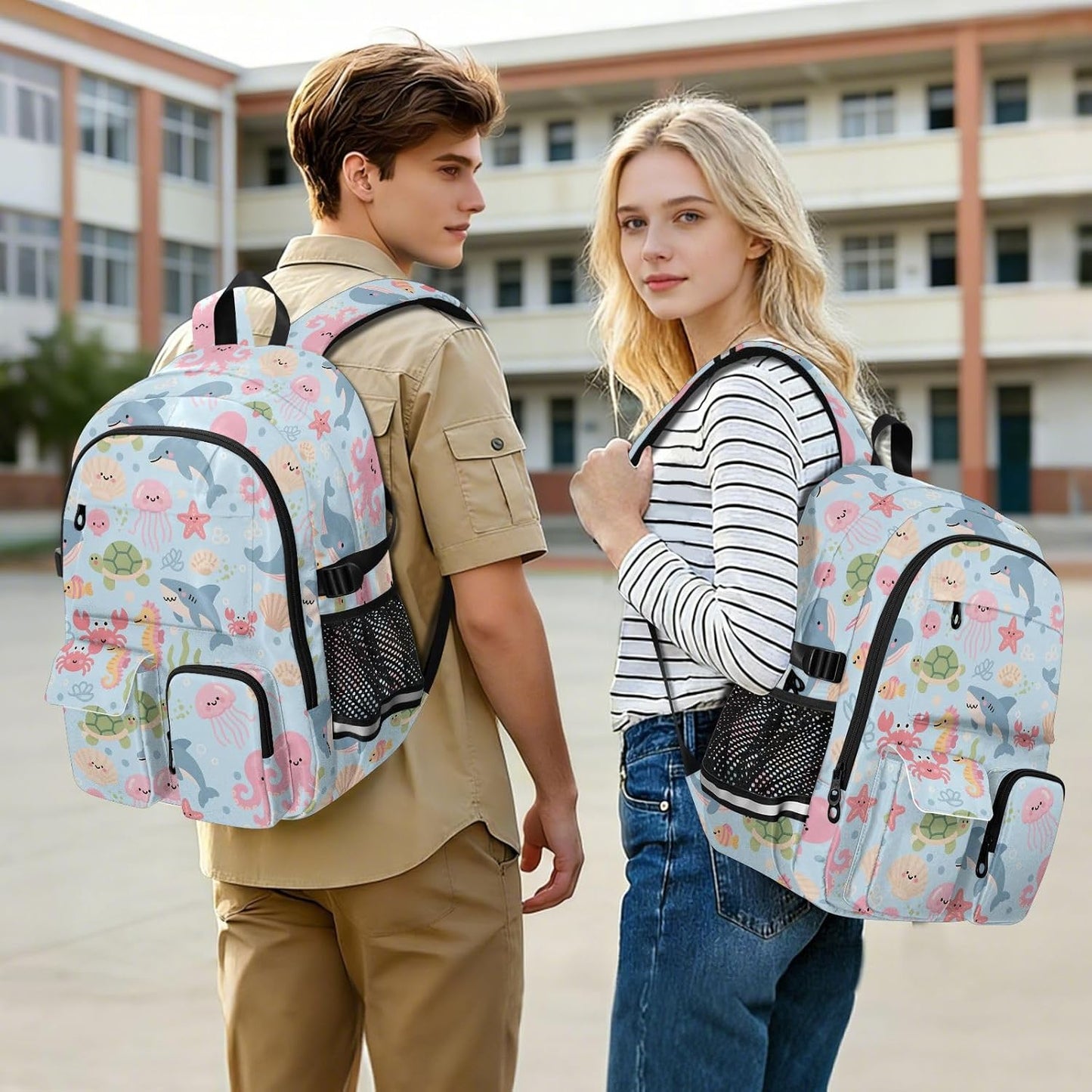 Backpack Backpack Daypack ALAZA School for Teen Girls Boys Ocean Crab Turtle Shells Kids Purse College Laptop Bookbag