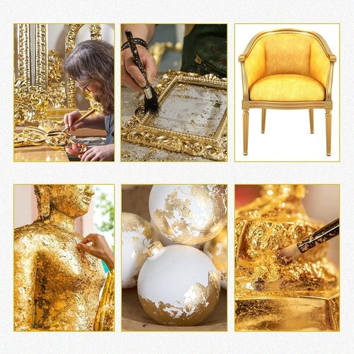 Edible Gold Leaf Sheets - 1.7 x 1.7 in | Pack of 10 for Cakes, Desserts, Crafts & Nail Art