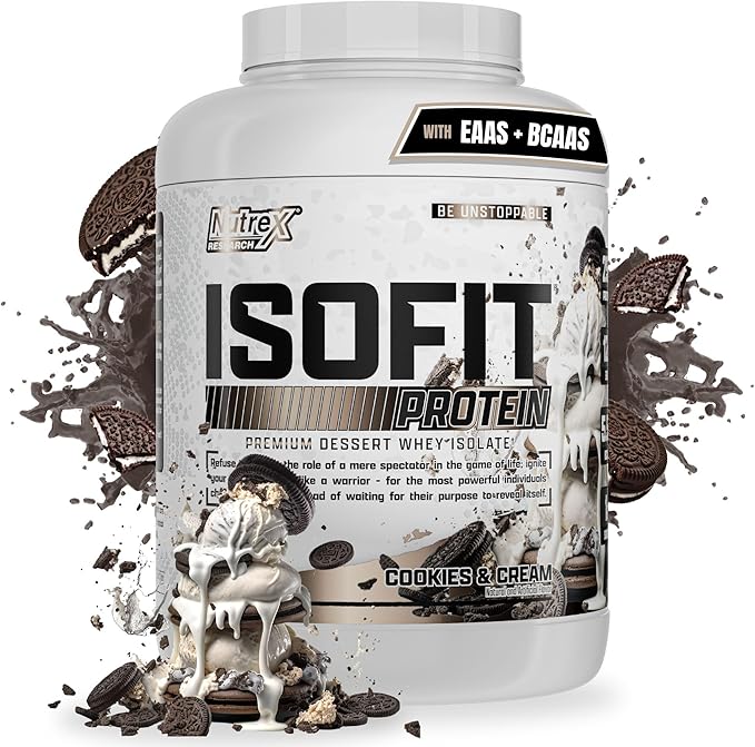 Nutrex Research IsoFit Whey Protein Powder Instantized 100% Whey Protein Isolate (70 Servings, Cookies & Cream)