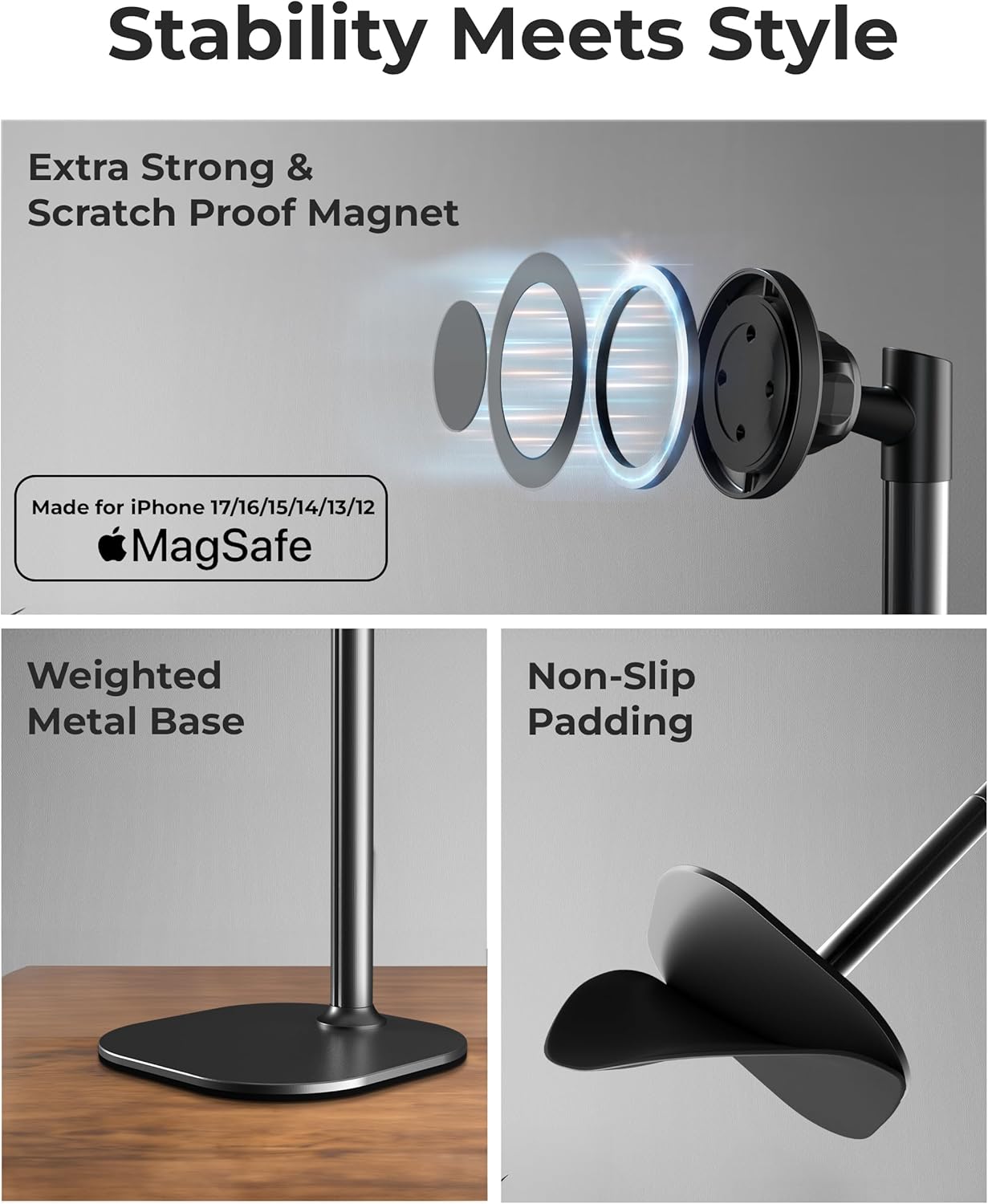 COOPER 17 16/15/14/13/12 (x2 Pack MagStand - iPhone Stand for Desk & Video Recording, Compatible with MagSafe, Stand