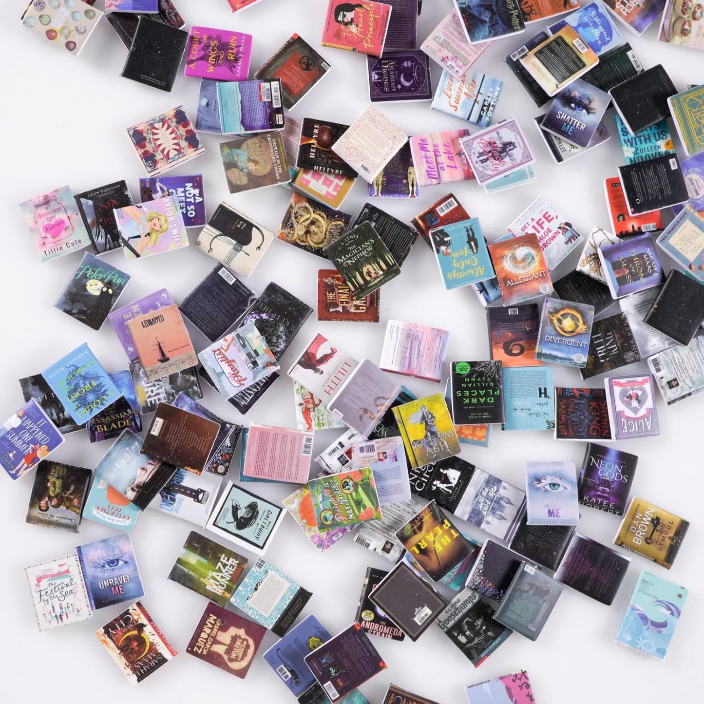 Skiennix Miniature Book Set - 300 Pcs Anxiety Bookshelf Decor | 1:12 Dollhouse Accessories