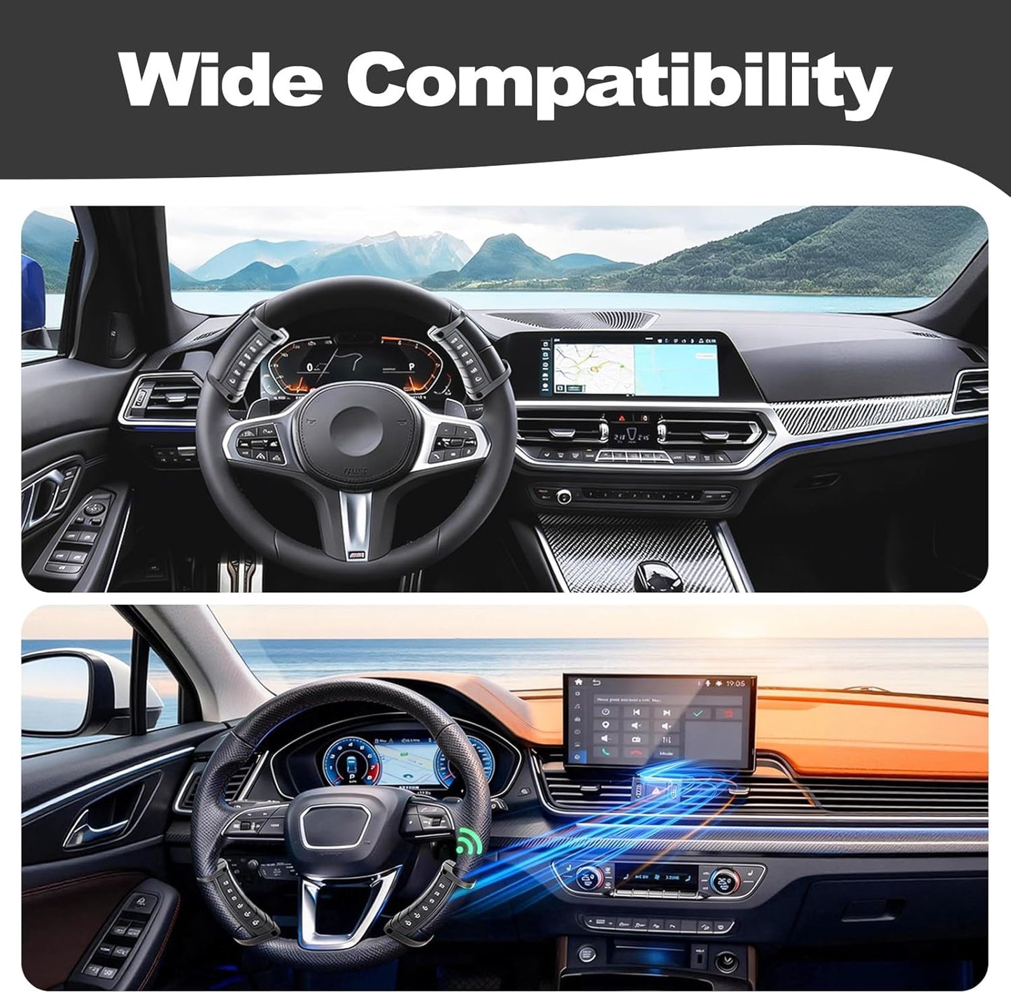 Tomotato Universal Wireless Steering Wheel Control - Compatible with Car DVD/Radio/Navigation Systems, Plug & Play