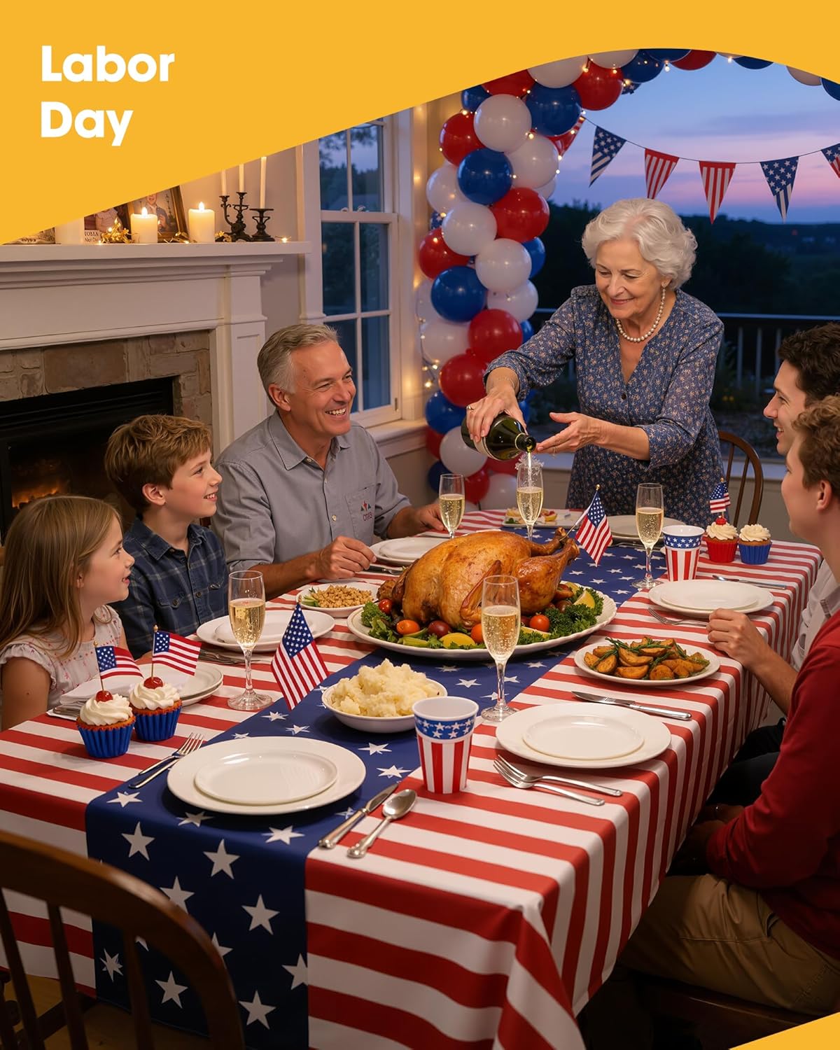 Niuara American Flag Tablecloth - 4 Pack Disposable 54" x 108" Patriotic Decor for 4th of July & Memorial Day