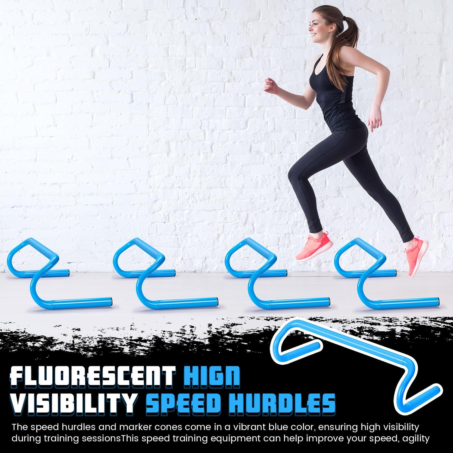 Wettarn 10 Pcs Speed Agility Training Hurdles Detachable Durable Hurdle Agility Plyometric and All Purpose Speed Training Equipment for Athletes Soccer Basketball(6 Inch,Blue)
