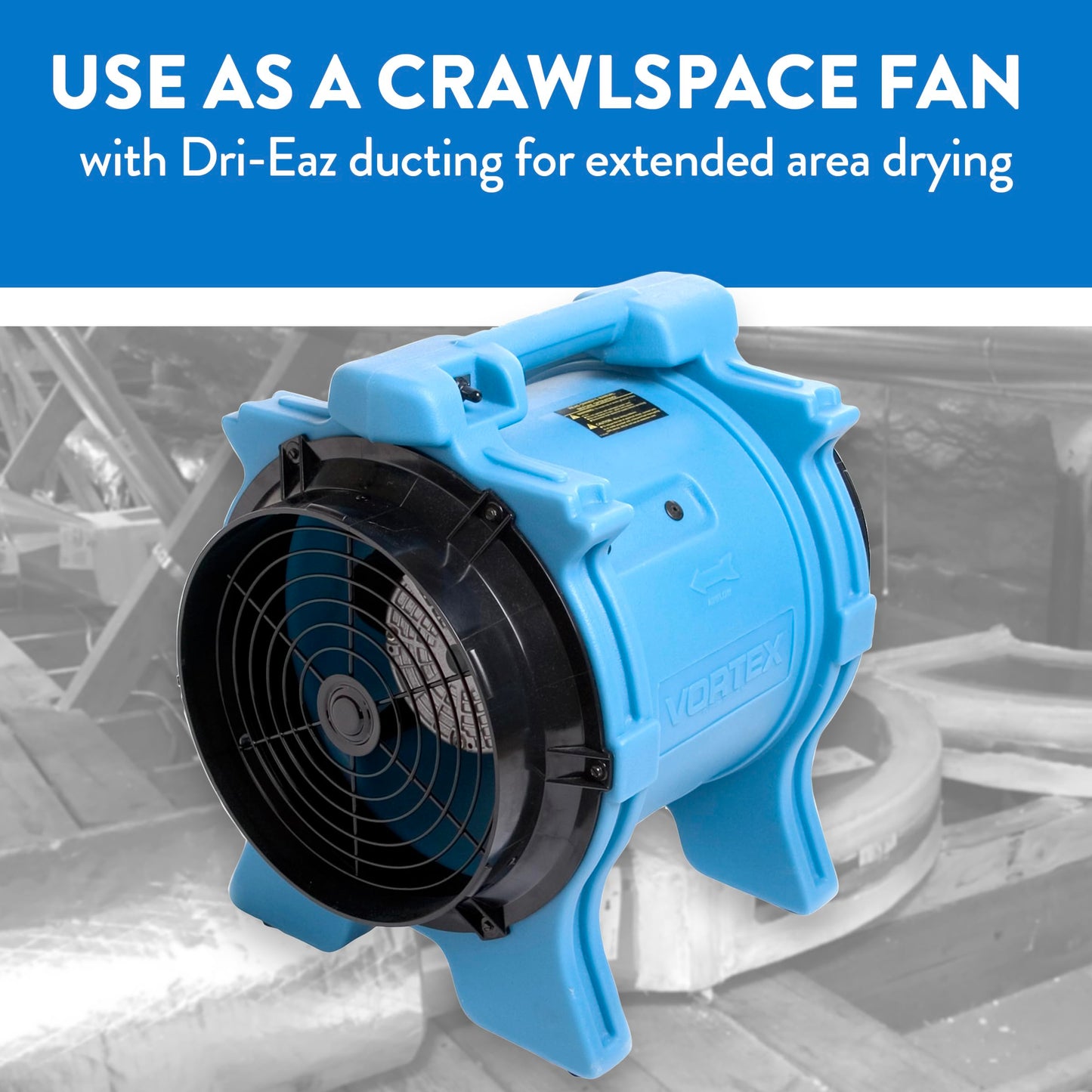Dri-Eaz Vortex 1.0 HP Ventilation Fan (F174-BLU), Air Mover Blower Fan